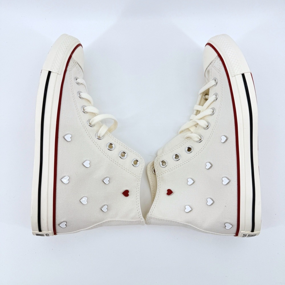 NEW Converse Chuck Taylor All Star Women 9.5 High Top White Heart Studs A19055C - Picture 15 of 15